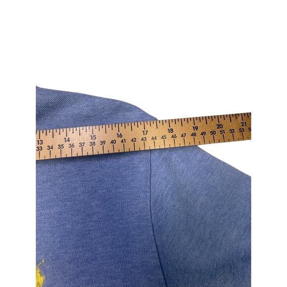VTG Polo Ralph Lauren Blue Cotton Knit Polo Shirt Yellow Logo Men’s Size Small - Picture 6 of 10